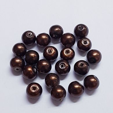 Бусины имитация Майорка 6 мм, поштучно, коричневый, перламутровый