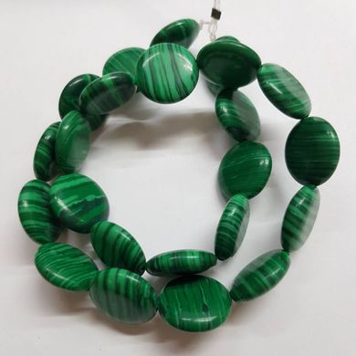 Малахит прессованный бусины ~15 мм, натуральные камни, поштучно, зеленые