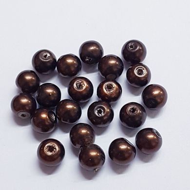 Бусины имитация Майорка 6 мм, поштучно, коричневый, перламутровый