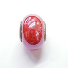 Бусины Пандора, 10-12*14-16 мм, из бижутерного сплава, из фарфора, красный