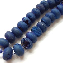 Кварц бусины друзы 9*6 мм, шлифованные, натуральные камни, поштучно, темно-синий