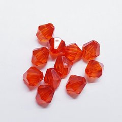 Бусина пластиковая, 8*8 мм, из пластмассы, красный, прозрачный