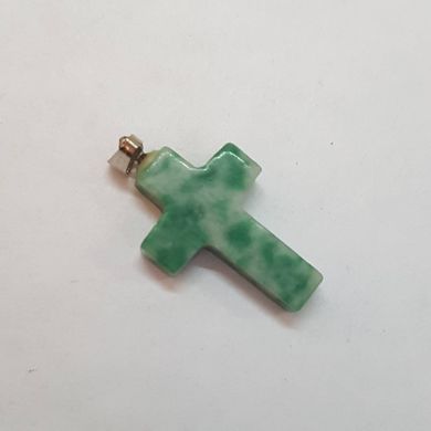 Кулон из жадеита 22*15*4 мм, из натурального камня, подвеска, украшение, медальон, зеленый с белым