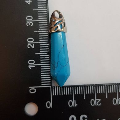 Кулон из бирюзы 35-40*8*8 мм, кристалл из натурального камня, подвеска, украшение, медальон, голубой.
