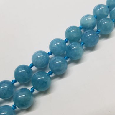 Аквамарин бусины 10 мм, ~39 шт / нить, натуральные камни, на нитке, голубые