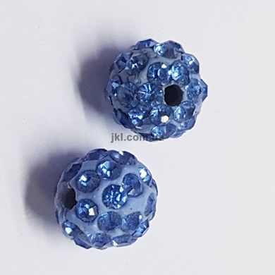 Бусина Шамбала, бусины 12 мм, поштучно, сине-голубой с синими стразами