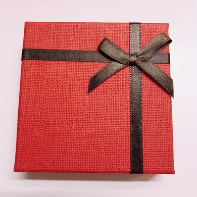 Подарочная коробочка для украшений, 90*90*22 мм, с атласным бантом, красная