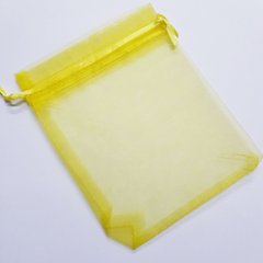 Подарочный мешочек для украшений, из органзы, 11,5*10*0,1 см, с лентой, желтый