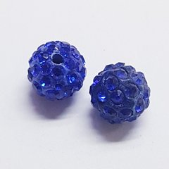 Бусина Шамбала, бусины 10 мм, поштучно, синий с синими стразами