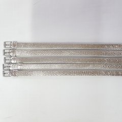Ремінець браслет імітація шкіри, ширина 7 мм, довжина 21.5 см, сріблястий глянець