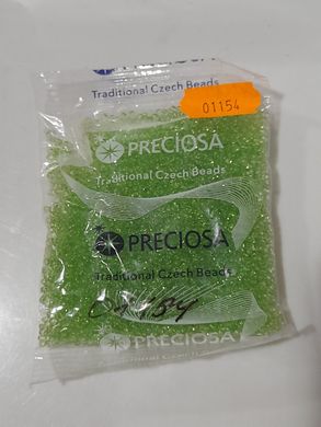 Бисер чехия Preciosa, размер 10, упаковка ~50 гр, прозрачный, салатовый