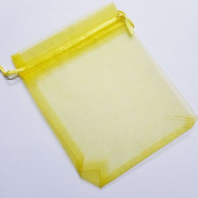 Подарочный мешочек для украшений, из органзы, 11,5*10*0,1 см, с лентой, желтый