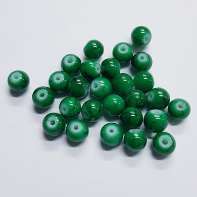 Бусина пластиковая, 6 мм, из пластмассы, зеленый, с разводами