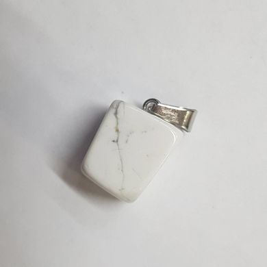 Кулон из кахолонга 14*12*11 мм, из натурального камня, подвеска, украшение, медальон, белый с серыми разводами.