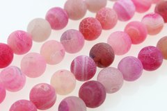 Агат морозный бусины 10 мм, натуральные камни, поштучно, розовый