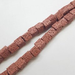 Лава бусины сторона 10 мм, натуральные камни, поштучно, бледно-красный