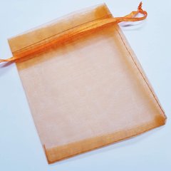 Подарочный мешочек для украшений, из органзы, 11,5*10*0,1 см, с лентой, оранжевый