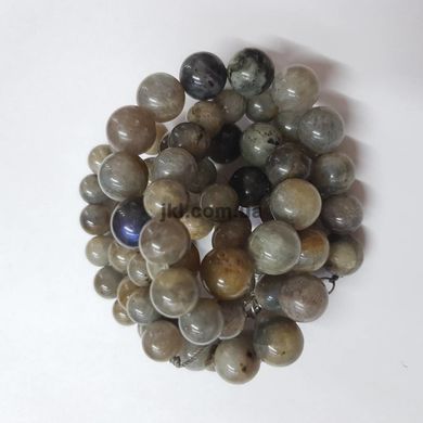Лабрадор бусины 10 мм, ~39 шт / нить, натуральные камни, на нитке, серый