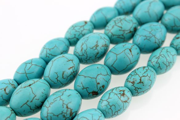 Бирюза натуральная бусины 20*14 мм, натуральные камни, поштучно, голубые