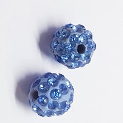 Бусина Шамбала, бусины 10 мм, поштучно, сине-голубой с синими стразами