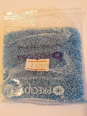 Бисер чехия Preciosa, размер 10, упаковка ~50 гр, прозрачный с свечением внутри, светло-голубой