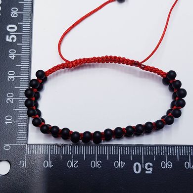 Браслет шамбала, двухрядный, с натуральным камнем шунгитом, длина около 16 см, цвет черно-красный