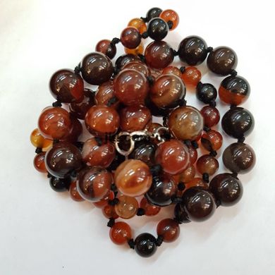 Сердолик бусины 10 мм, натуральные камни, поштучно, коричнево-черный