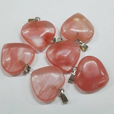 Кулон из кварца арбуз ~19*19*5 мм, из натурального камня, подвеска, украшение, медальон, розово-прозрачный