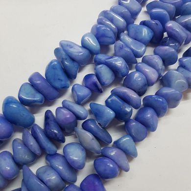 Самоцвет прессованный окрашенный бусины ширина 10-20 мм, длина нитки 45 см, крошка, натуральные камни, голубой