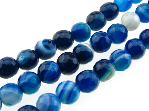 Агат вены дракона бусины 6 мм, натуральные камни, поштучно, сине-голубой с белыми разводами
