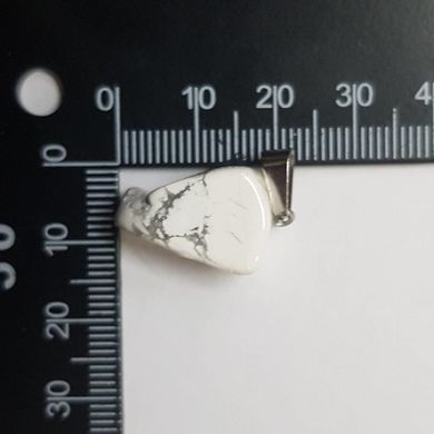 Кулон из кахолонга 19*13*12 мм, из натурального камня, подвеска, украшение, медальон, белый с серыми разводами.
