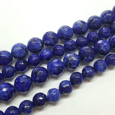 Лазурит прессованный бусины 8 мм, натуральные камни, поштучно, синие с белым