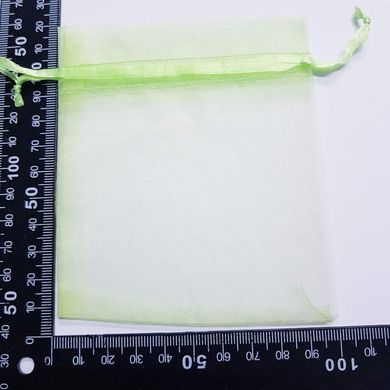 Подарочный мешочек для украшений, из органзы, 11,5*10*0,1 см, с лентой, салатовый