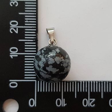Кулон из обсидиана 14 мм, из натурального камня, подвеска, украшение, медальон, черный с серым