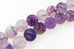 Агат морозный бусины 10 мм, натуральные камни, поштучно, фиолетовый с белым