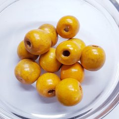 Намистини дерево 14 мм, поштучно, жовто-оранжевий