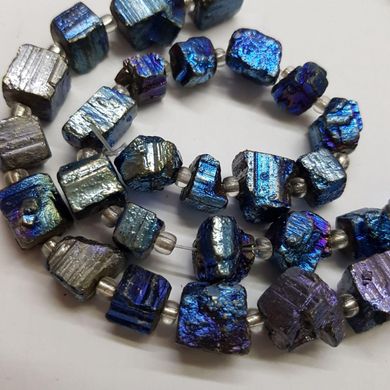 Кварц необработанный бусины 5-13*5-12 мм, окрашенные, натуральные камни, поштучно, синие