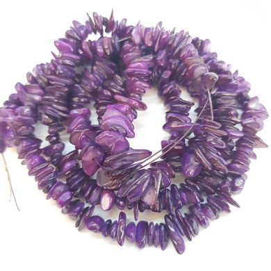 Перламутр натуральный бусины ширина 4-15 мм, длина нитки 42 см, крошка, натуральные камни, фиолетовый