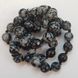 Обсидиан бусины 6 мм, ~75 шт / нить, натуральные камни, на нитке, черный с серыми пятнами