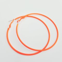 Серьги кольца, на металлической основе, прорезиненные, ярко-оранжевый