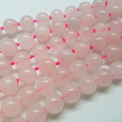 Кварц бусины 10 мм, ~38 шт / нить, натуральные камни, на нитке, светло-розовые