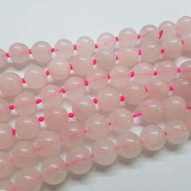 Кварц бусины 10 мм, ~38 шт / нить, натуральные камни, на нитке, светло-розовые