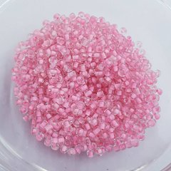 Бісер 1,5-2 * 1,5-2 мм, упаковка 10 гр, прозорі з забарвленням всередині, світло-рожевий