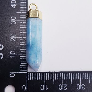 Кулон из аквамарина 39*8*8 мм, кристалл из натурального камня в металлическом обрамлении, подвеска, украшение, медальон, голубой с белым