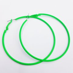 Серьги кольца, на металлической основе, прорезиненные, ярко-зеленый