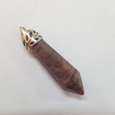 Кулон из родонита 35-40*8*8 мм, кристалл из натурального камня, подвеска, украшение, медальон, коричнево-розовый