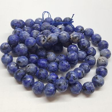 Лазурит прессованный бусины 10 мм, ~39 шт / нить, натуральные камни, на нитке, светло-синие с белым