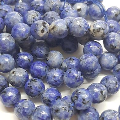 Лазурит прессованный бусины 10 мм, ~39 шт / нить, натуральные камни, на нитке, светло-синие с белым