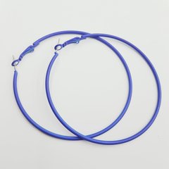 Серьги кольца, на металлической основе, прорезиненные, ярко-синий