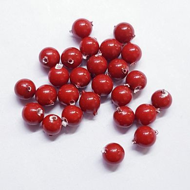 Бусины Майорка 4 мм, поштучно, красный, перламутровый